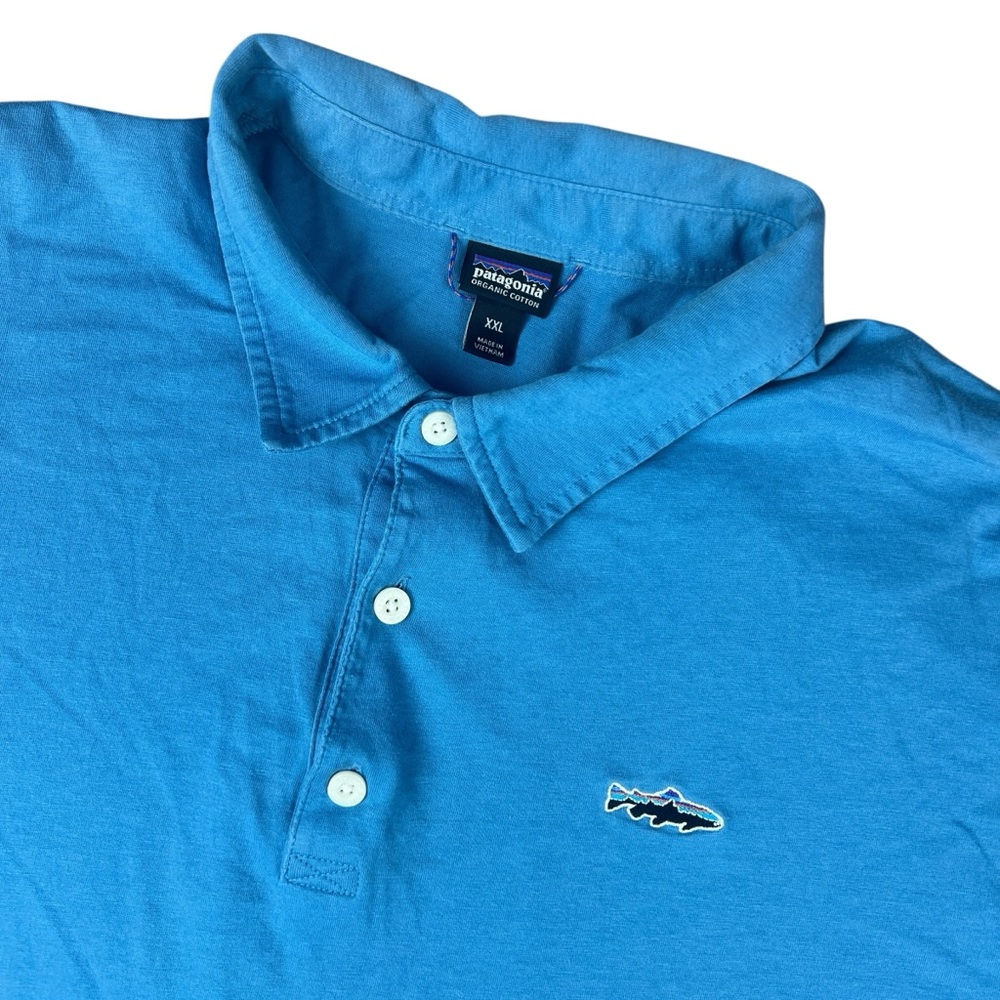 Patagonia Daily Polo Shirt Men’s XXL Short‎ Sleeve Blue 100% Organic cotton